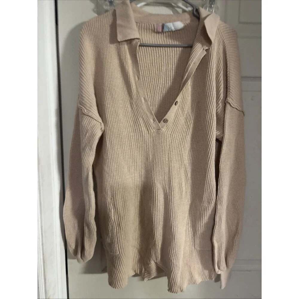 Free People FP Beach Picnic Sweater Romper Small Beige